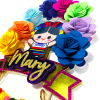 Cake Topper de Muñeca Lele con corona de flores y velita - Personalizado