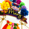 Cake Topper de Muñeca Lele con corona de flores y velita - Personalizado